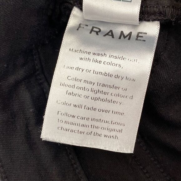 Frame Denim Women's Black Cut-Off Hem Solid Cotton Blend Skinny Jeans Size 31 - Picture 10 of 10